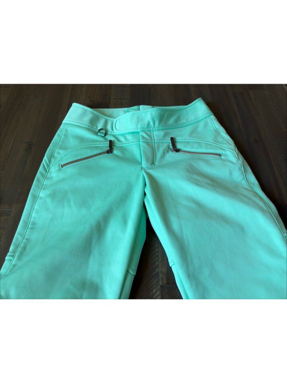 Athleta Zipper Detail Softshell Ski Pants Mint Green Size 2 Petite - Picture 3 of 6